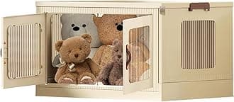 NeoStyle Foldable Storage Bins with Lids and Double Doors,Large Plastic Storage Box,Dual Open Storage Organizer for Home,Toys,Clothing, Snacks (Large,1 Layer,No Wheels)