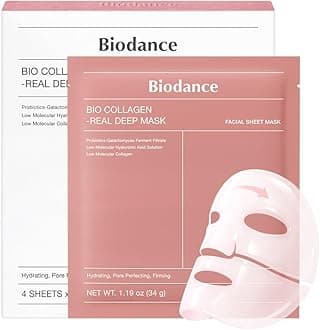 Bio-Collagen Real Deep Face Mask 4 Pcs | Hydrogel Overnight Mask | Pore Minimizing and Elasticity Improvement | Korean Face Mask for Glass Skin | Korean Skincare, Easter Gifts