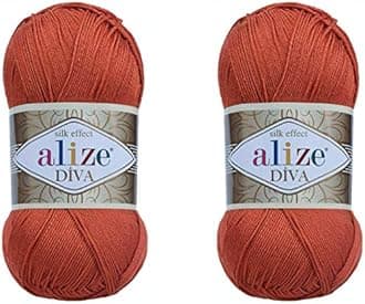 Alize Diva Yarn 100% Microfiber Acrylic 2 Skeins 200gr 767 yds (36 - Terra)