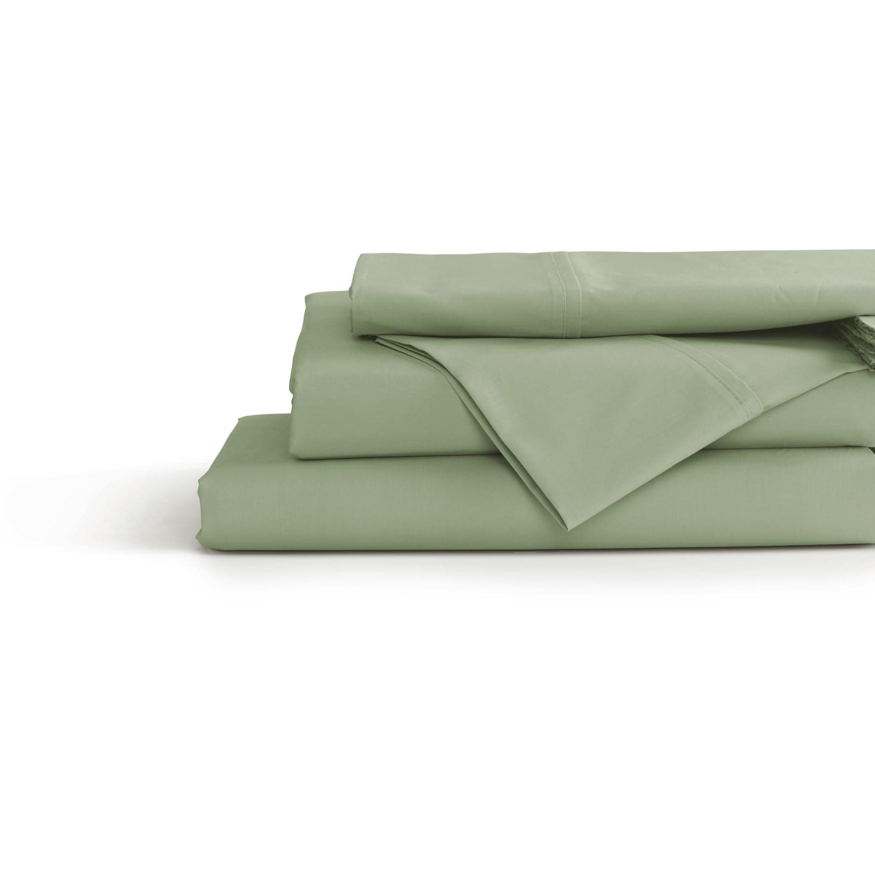 100% Cotton Percale Sheets Queen Size, Sage, Deep Pocket, 4 Pieces Set - 1 Flat, 1 Deep Pocket Fitted Sheet and 2 Pillowcases, Crisp Cool and Strong Bed Linen