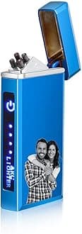 Fortheday Personalized Electric Lighter for Men Customized Engraved Lighter with USB Rechargeable Lighters for Father's Day Christmas Valentine's Gifts (Photo, Blue-Type2) (Blue-Photo-type2)