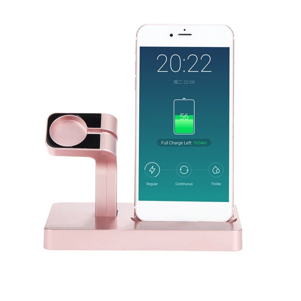 Charge Dock Charger for iPhone 7 6S Plus /6/5 for Apple Watch iWatch Charging Cradle Stand Holder (Rose Gold)