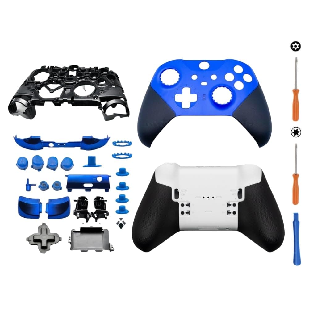 Hzxkqmil Replacement Full Housing Shell Set for Xbox Elite Controller Series 2 - Core Edition, Include Faceplate Case Middle Frame ABXY Buttons LB RB Trigger Button Accessories Tools (Blue)