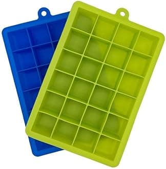 Silicone Ice Cube Trays 2 Pack with Lid - 24 Cavity Per Ice Tray [Multicolor]