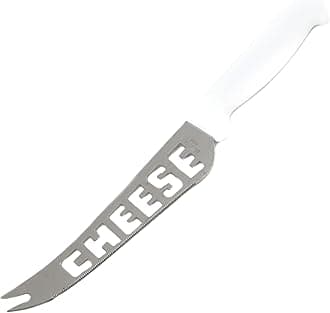 Chef Craft Classic Stainless Steel Blade Cheese Knife with Plastic Handle, 9.5 inch blade, White