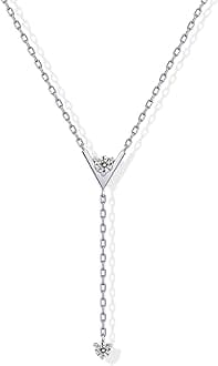 PAVOI 14K Gold Plated Drop Lariat Chain for Women - Gold Cubic Zirconia Long Necklace - Station Star Layered Beaded Y Necklace