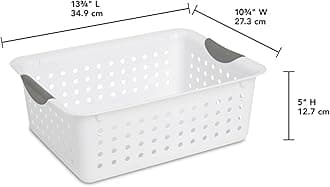 Sterilite Medium Ultra Basket Plastic Storage Bin Organizer - White (Pack of 12)