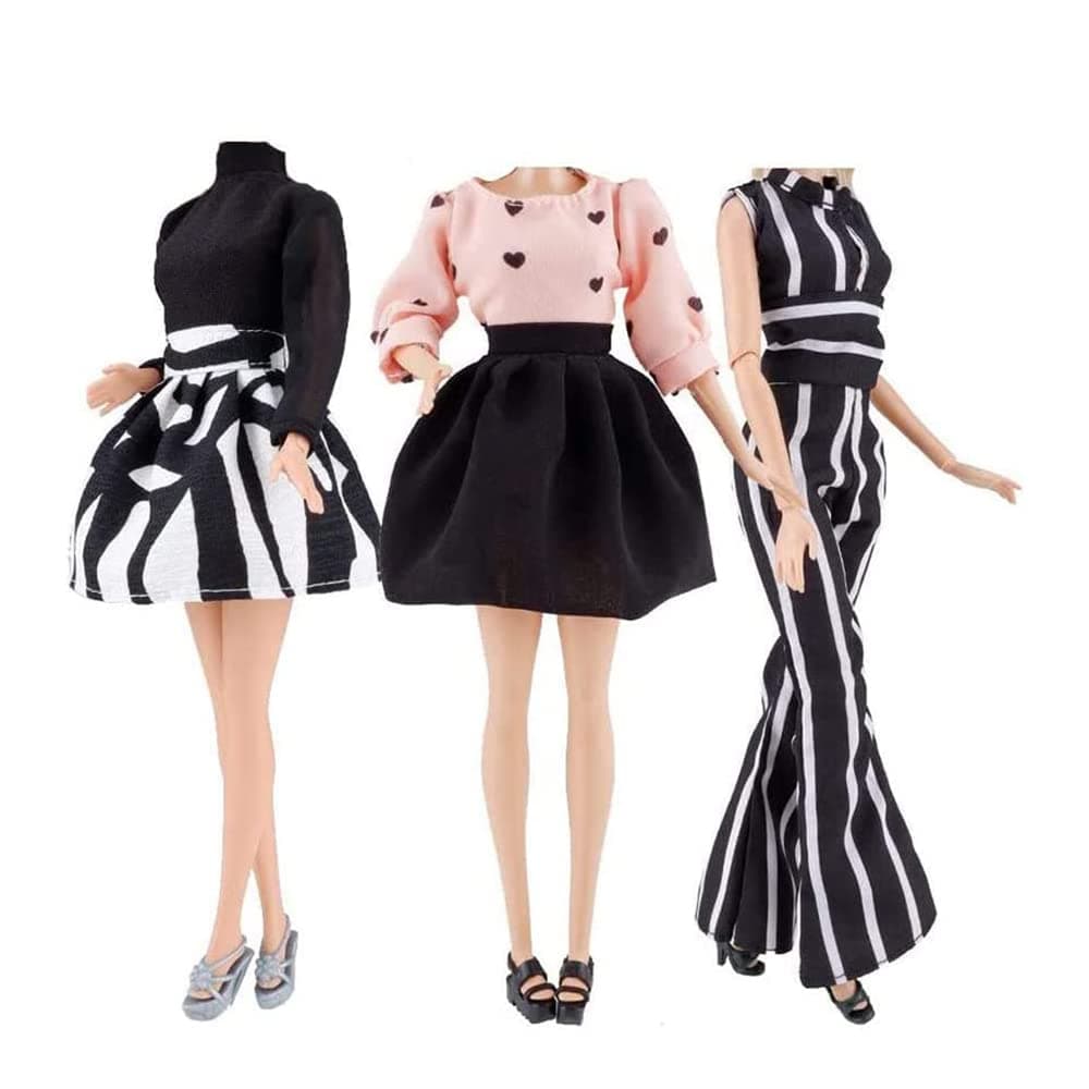 3 Sets Doll Clothes Chiffon Skirt Jumpsuits Office Style Wears Dress