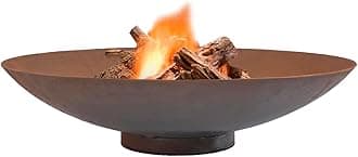 31 Inch Heavy-Duty Corten Steel Fire Pit Bowl | Large Wood Burning Bonfire Pit for Outdoor Garden, Patio & Backyard | Rustic Natural Rust Finish