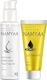 Namyaa Natural Lip Serum/Balm/Lightener/Moisturizer For Lip Lightening/Brightening/Toning/Moisturizing, 30 g And Namyaa Intimate Hygiene Wash For Men/Women With Tea Tree Extracts, 100 ml