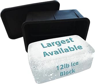 Ice Block Form With Lid Makes 12 Lb. Ice Cube 11" x 7" x 5" Largest Available Ice Block Maker, Ice Bath Chiller, Cold Plunge Tub Or Cooler, Reusable Food Grade