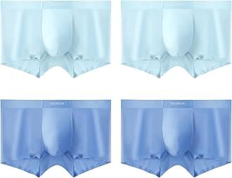 Mens Ice Silk Underwear 4-Pack Boxer Briefs Ice Sikn Comfortable Soft Underpants Underwear With Gift Box