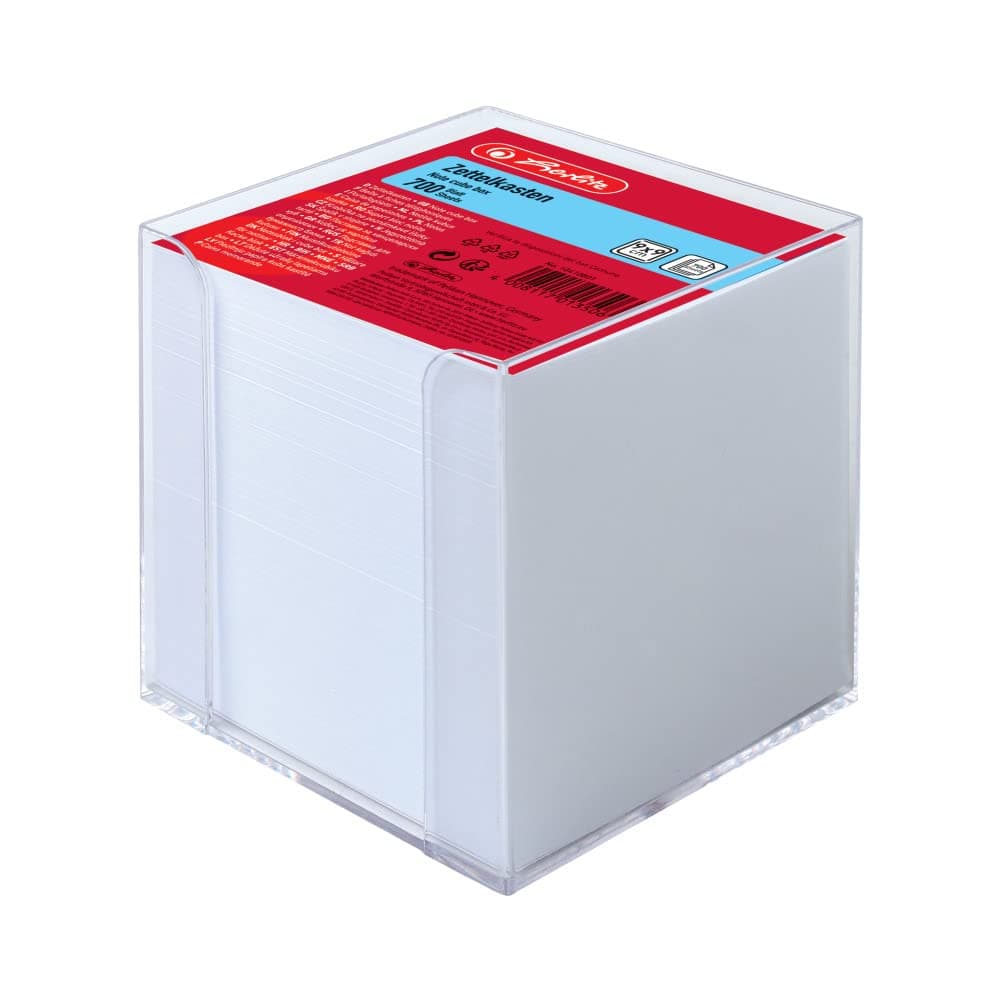Herlitz 9x9x9cm Transparent Cube Note Box with White Sheets
