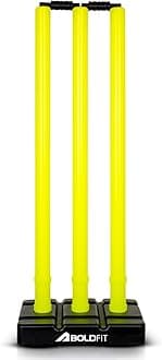 Cricket Stumps with Stand Cricket Kit Plastic Wickets for Cricket Standard Wickets for Cricket Ground, Match, Tournament Stump with Stand & Bails- Fluorescent Green -Plastic Wickets Set