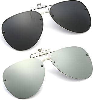 YAMEIZE Polarized Lens Clip on Sunglasses - Anti-Glare Pilot Glasses for Women Men Flip Up Rimless Clip Eyewear Driving Travelling Outdoor…