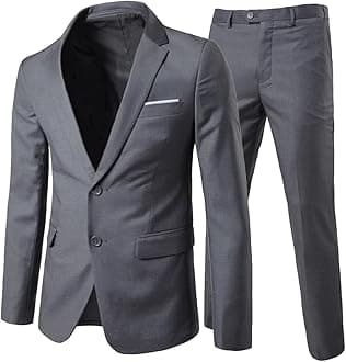 Allthemen Mens Suits 2 Piece Slim Fit Wedding Dress Suit Two Buttons Business Suit Blazer Casual Jackets Trousers