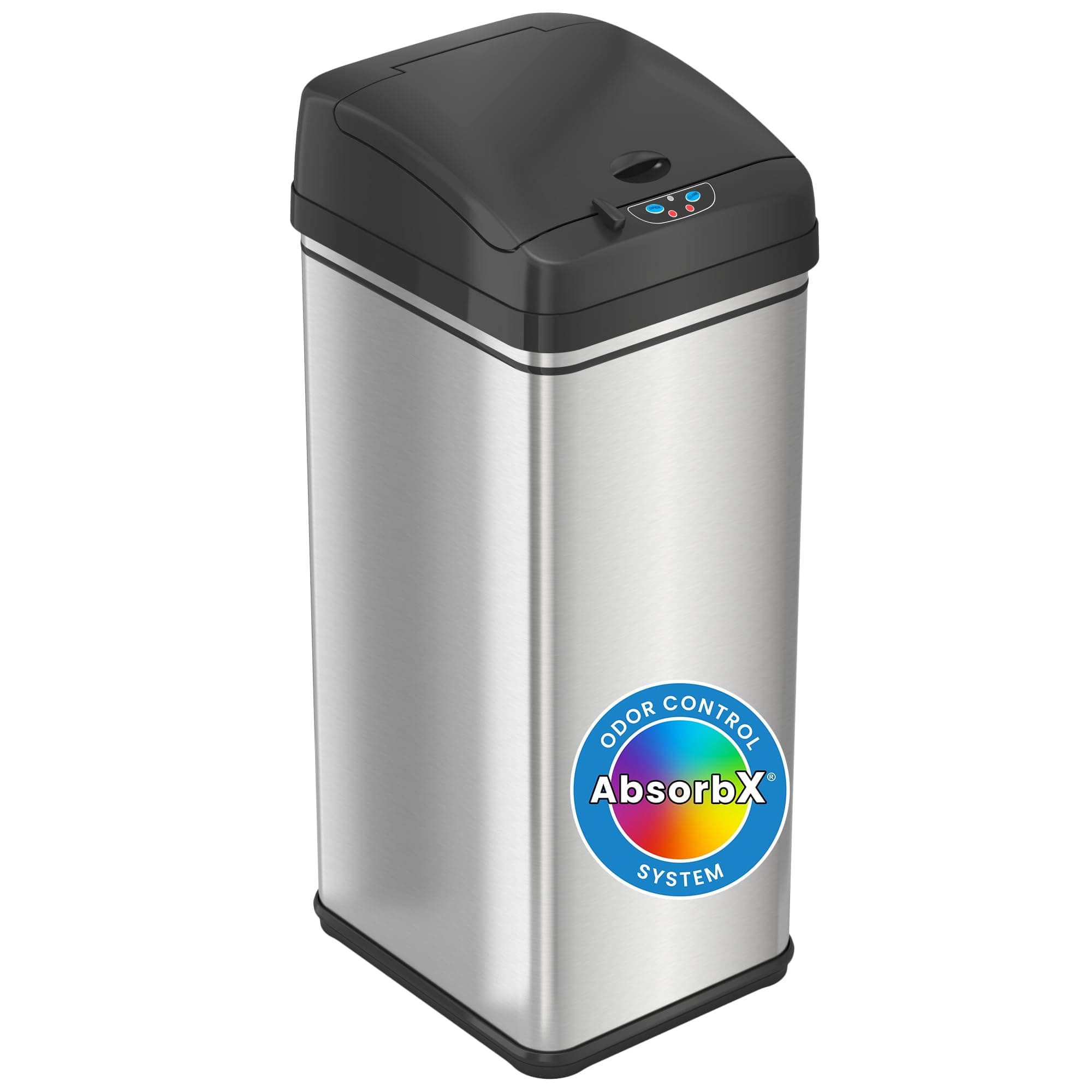iTouchless 13 Gallon Patented Sensor Trash Can with Lid & Odor Filter, Original Inventor 50L Automatic Kitchen Garbage Bin, Fingerprint-Proof Stainless Steel, Pet-Proof Lock, Soft-Close, Silver