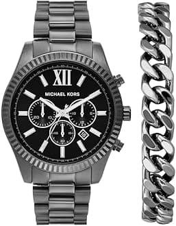 Michael Kors Lexington Watch for Men, 44mm Quartz Chronograph Movement with Stainless Steel Strap