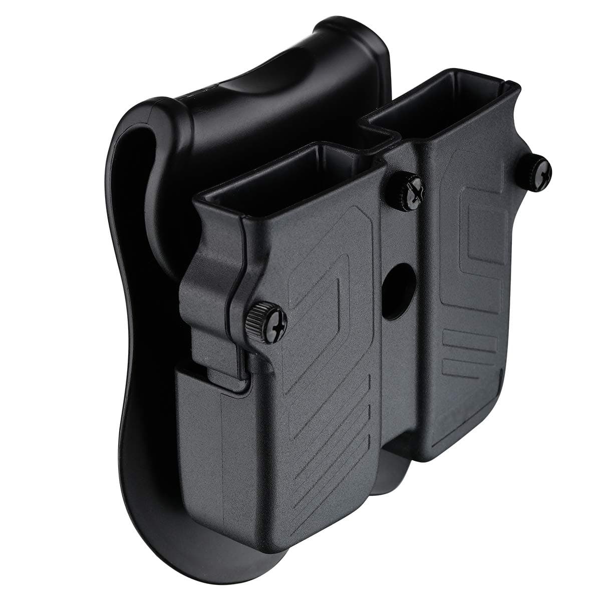 Double Magazine Holder, 9mm 10mm .40 .45 Single & Double Stack Magazine Pouch, Universal Magazine Holster for Glock/Sig sauer/S&W/Beretta/Taurus/H&K/Springfield/CZ/Ruger/1911 Mags