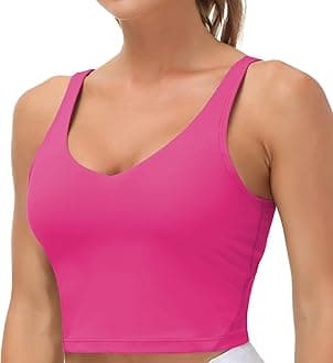 Women’s Longline Sports Bra Wirefree Padded Medium Support Yoga Bras Gym Running Workout Tank Tops