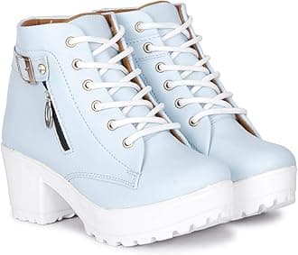 KRAFTER Women's Tan Buckle Boots – Stylish Faux Leather High Ankle Boots for Winter & Casual Wear – Comfortable & Durable