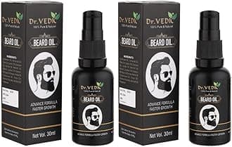 Dr Vedic Beard Hair Growth Oil For Faster Beard Growth And Thicker Looking Beard|Beard Oil For Patchy And Uneven Beard (30Ml) ((30 ml (Pack of 2), Unscented)