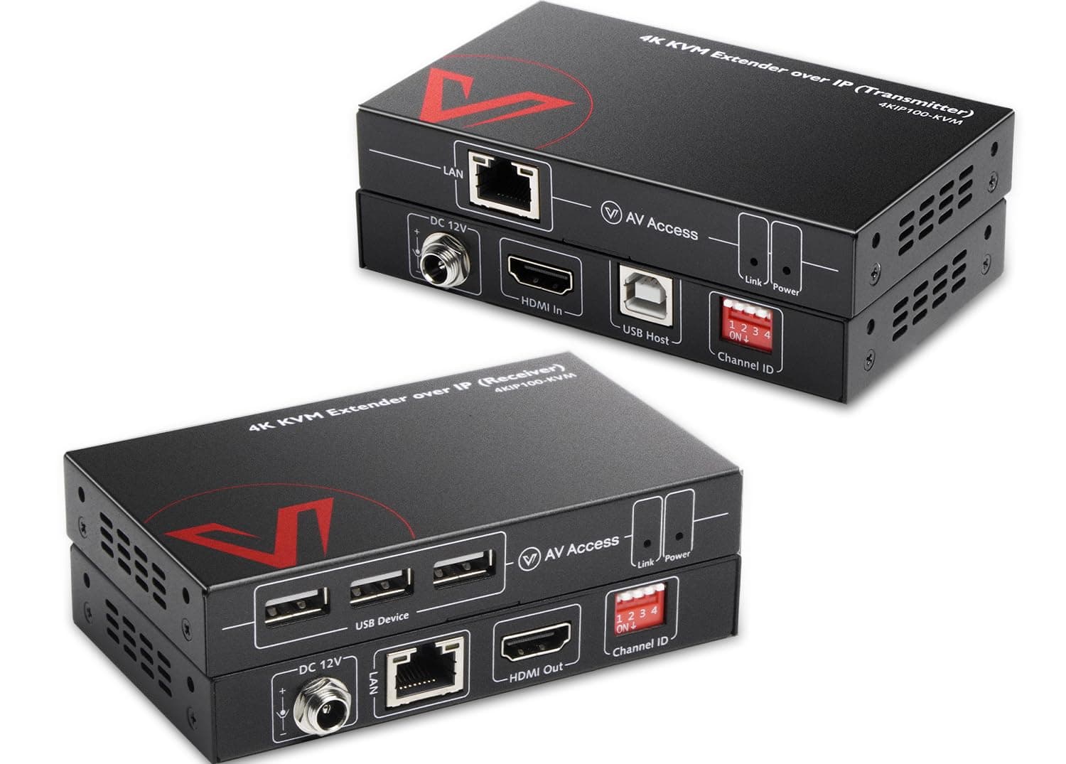 AV Access AV Access 4K HDMI USB KVM Extender TCP/IP Over Single Cat5e/6 up to 120M(390ft), 1080P@120Hz, Plug & PlayÅ’Keyboard & Mouse Ethernet Network, 3 Ports USB2.0 Hub, DIP Switch up to 16 Sets