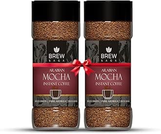 BRESAGA Mocha Instant Coffee Powder | Premium Freeze-Dried Arabica Blend | Rich Aroma & Bold Flavor | Smooth Café-Style Coffee at Home | 2 x 50g Jars | No Added Sugar, 100% Pure Coffee