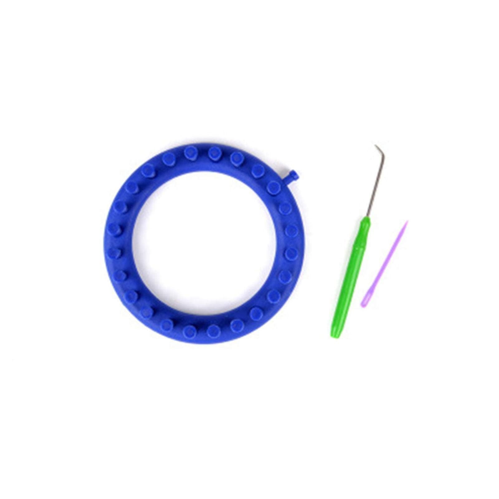 Yuhoo Knitting Loom Set, Round Plastic Knit Quick Loom Set, DIY Home Round Manual Craft Tool with Hook Needle Kit for Loom Knitting Hats, Scarves Shawl Sock Blankets & More(Blue 14cm) free size