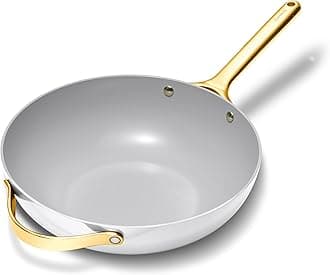 - Caraway Non-Stick Stir Fry Pan - 12” Wok-Inspired Pan - Free From Forever Chemicals - High-Sloped Walls - Stainless Steel Handles - White