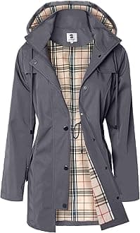 SaphiRose Women's Long Hooded Rain Jacket Outdoor Raincoat Windbreaker