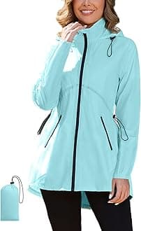 PITINAN Rain Jacket Women Lightweight Waterproof Windbreaker Jacket Women Packable Raincoat with Pockets S-XXL