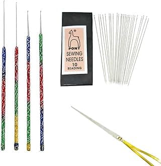EmbroideryMaterial Aari, Zardosi & Mukaish Embroidery Needles Combo – 3 Types, 30 Pieces | Needle Set for Aari Work, Zardosi, Mukaish & Beading | Professional Hand Embroidery Tool Kit