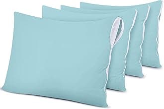 Utopia Bedding 4 Pack Waterproof Pillow Protectors with Zipper Queen Size (Spa Blue), Bed Bug Proof Pillow case Covers, Moisture Wicking Pillow Encasements 20 x 28 Inches
