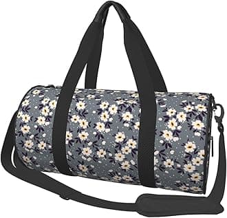 Gbuzozie Vintage Flowers Sports Gym Bag White Florets Travel Duffel Bag Shoes Compartment For Men Women Foldable Lightweight Yoga Gym Sports Bag