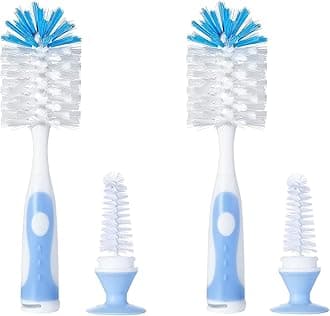Chemimoso Multifunctional Cleaning Brush, Baby Bottle Brush, Bottle Brush Cleaner, Rotate The Suction Cup to Obtain The Small Bristle Brushes, Set X, Blue, Nylon and Nylon Brush