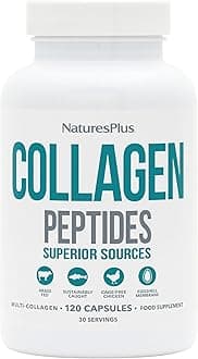 NaturesPlus Collagen Peptides Capsules - Sustainable Hydrolysed Collagen Supplement, 6 Major Types of Collagen - Non-GMO, Gluten Free - 120 Capsules