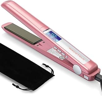 Salon Flat Iron Hair Straightener, Negative Ion Function with Titanium Plates Get Shinier & Smoother Hair, 15 Adjustable Temp, Dual Voltage & 60 Mins Auto Shut Off (Rose Gold)