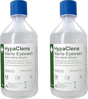 HypaClens Emergency Sterile Saline Solution Eye Wash Bottle (500 ml) - 0.9% Sodium Chloride Solution (Pack of 2)