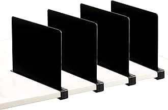 CY craft Acrylic Shelf Dividers for Closets,Wood Shelf Dividers, 4 PCS Black Shelf Separators,Perfect for Clothes Organizer and Bedroom Kitchen Cabinets Shelf Storage and Organization