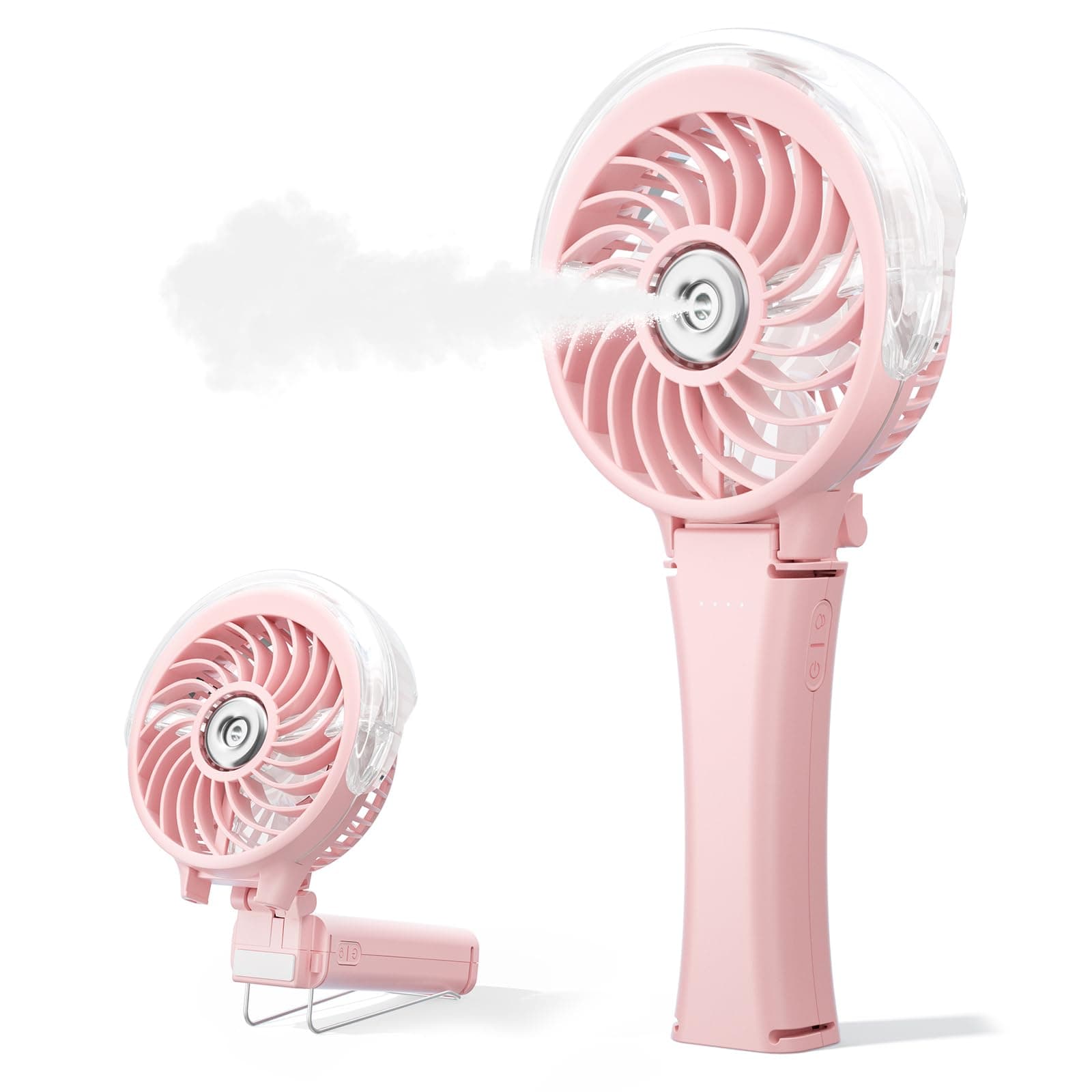 2026 Upgraded Handheld Misting Fan, Two Button Easy Operation, Rechargeable Portable Mister Fan, Spray Water Mist Fans, Mini Electric Cooling Fans for Travel, Outdoors, Disney(Pink)