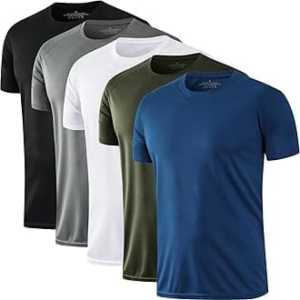 HOPLYNN3/5 Pack Running Shirts Men Sport Tops Dry Fit Gym Wicking Athletic T Shirts Breathable Cool Workout Shirts
