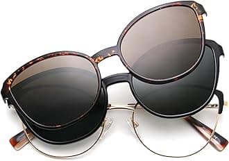 Magnetic Clip on Sunglasses for Men & Women Polarized UV Protection Retro Square Eyeglasses Fit Over Night Driving