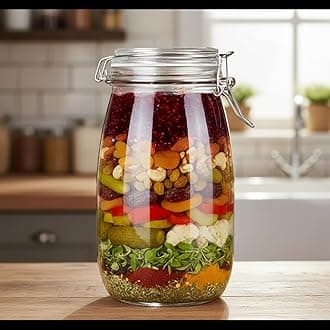 Ash & Roh® - Clear Glass Jar And Container With Air Tight Lid Storage of Spices and Dry Fruit (1500 ML ROUND, 2)