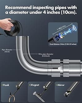 Borescope Inspection Camera with Light, Industrial Endoscope Camera with 4.3” HD Screen, Waterproof Digital Snake Camera, Semi-Rigid Cable Bore Scope for Home Pipe, Engine, Inside Wall, Duct (33 FT)