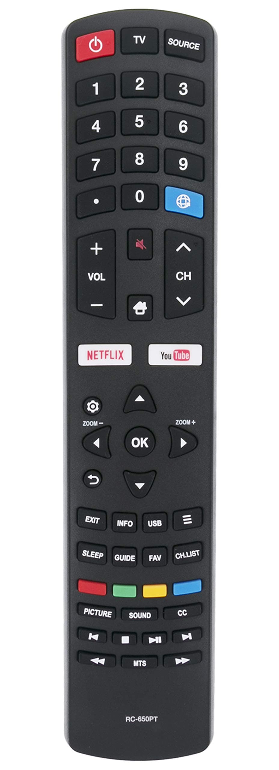 RC-650PT Replace Control Compatible with DAEWOO TV 32D1561 43D1560 49D1660 55D1700 U43A8500TN 43D1280UD L32V780BTS 32D1280 U55V880BTS 55D1890A U49V880BTS 49D1890A U49V8800TV U55V8800TN 55D1890A L43V78