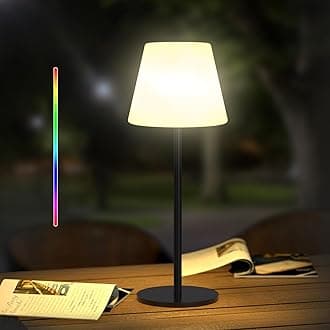 FYTSE Outdoor Table Lamp Battery Operated Cordless Table Lamp Outdoor Lamps for Patio Waterproof Dimmable Warm White and RGB LED Desk Lamp Portable Night Light for Garden Balcony Bedroom Camping.