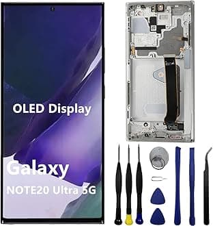 OLED for Samsung Galaxy NOTE20 Ultra SM-N985F Screen Replacement NOTE20Ultra 5G SM-N986U SM-N986U1 SM-N986W LCD Display Touch Screen Digitizer Support Fingerprint and S-Pen (with White Frame+Tools)