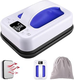 Heat Press Small Heat Press Machine for Heating Transfer, 7 × 4.8 inch Portable Easy Press Mini Heat Press for DIY T Shirts, Hats, Bags.etc(Blue)