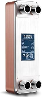 4"x12" 20 Plates Heat Exchanger with 1" MPT Port Water to Water 316L Stainless Steel Brazed Plate Heat Exchanger for Water Heating, Floor Heating, Commercial and Industrial Refrigeration